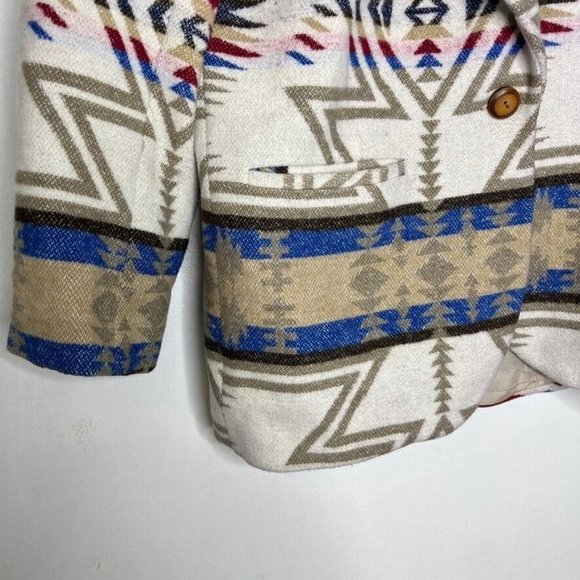 Pendleton Lookalike - Italian Wool Blend Aztec Western Print Jacket Coat Womens - Picture 8 of 13
